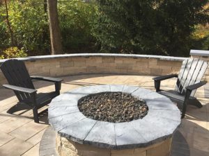 Gas Firepit on outdoor pation with 2 chairs